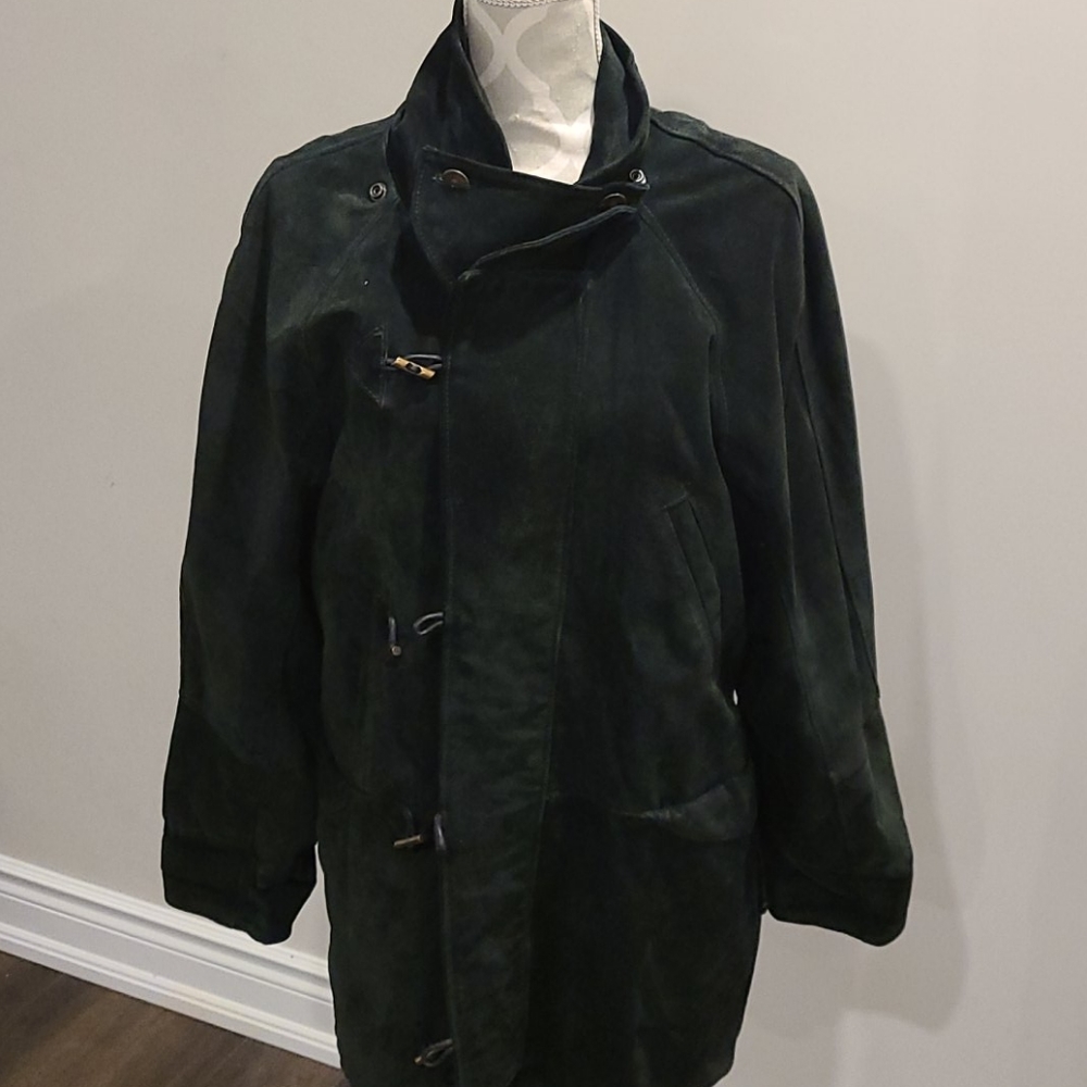 Vera pelle vintage emerald green heavy suede coat